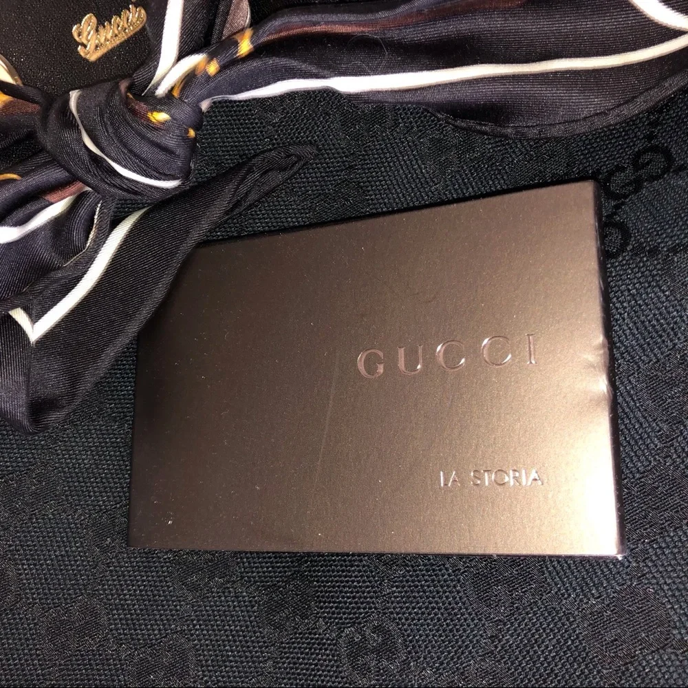 Gucci Scarf Trim Black Canvas Bag - Picture 9 of 12